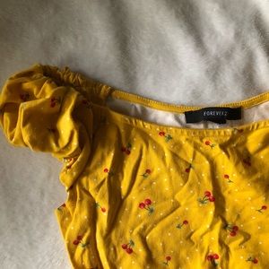 ruffled yellow/ red cherries bodysuit